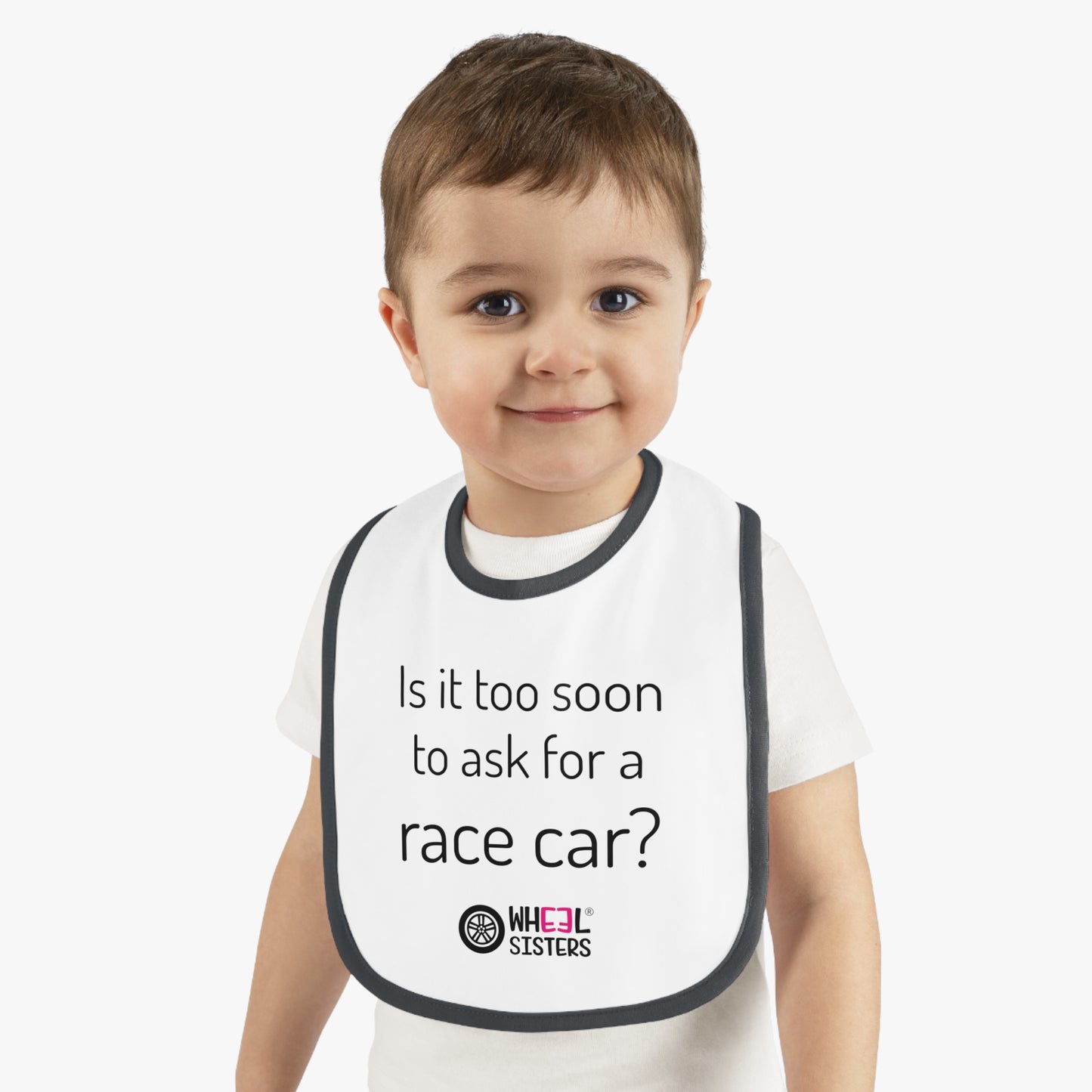 WHEEL SISTERS Baby Bib race car