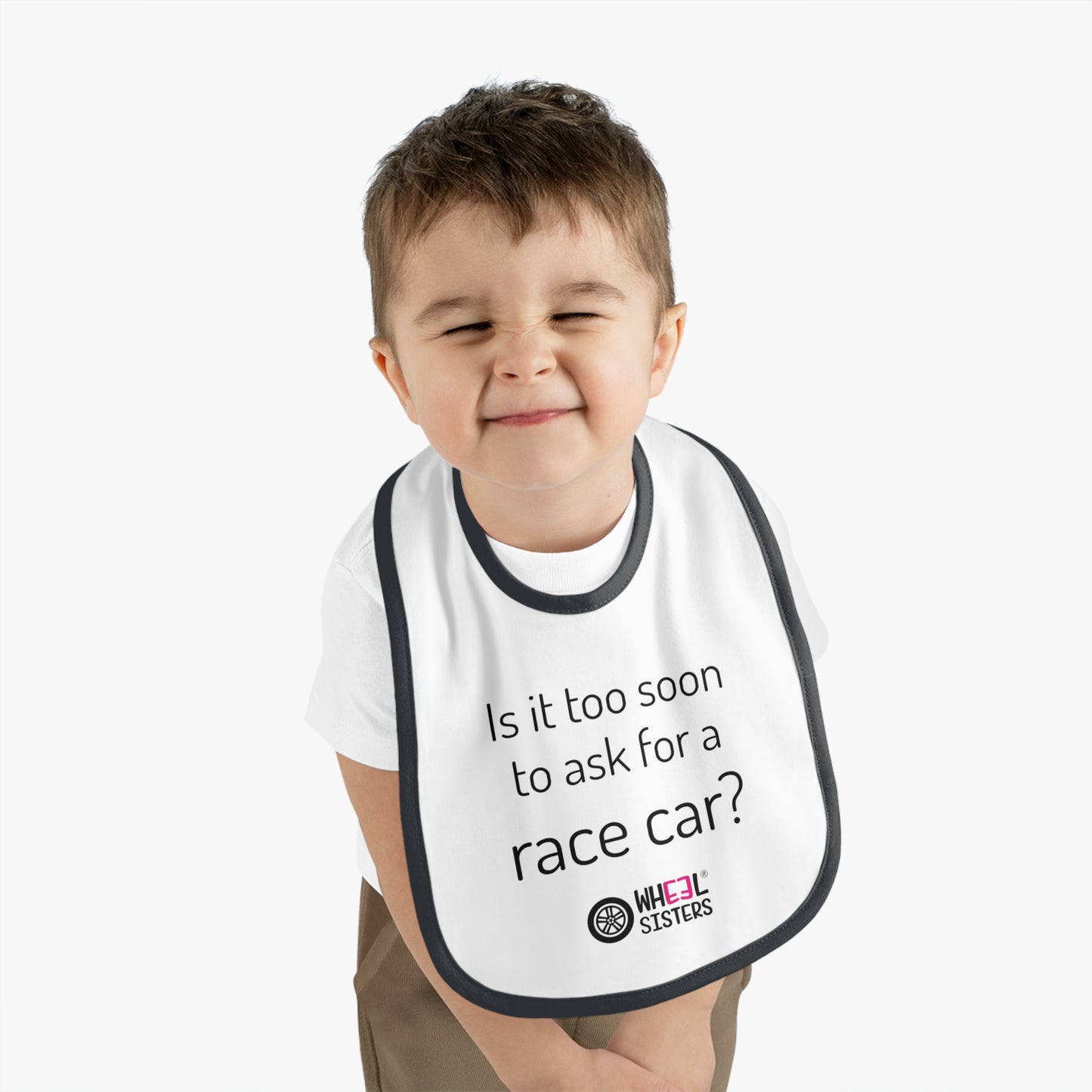 WHEEL SISTERS Baby Bib race car